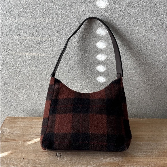Vintage Handbags - Vintage Plaid Wool Shoulder Bag - Brown and Black